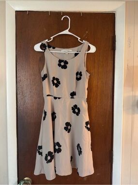 LC Lauren Conrad Cream Mini Dress with Black Floral Print